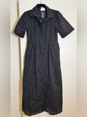 Black Printed Short Sleeve Midi Dress by A New Day